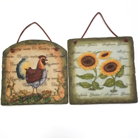Wall Art Rooster Sunflower Ceramic Wall Kitchen Plaques Poshmark